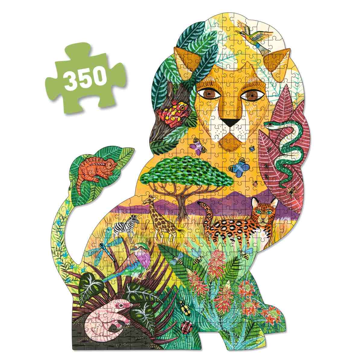 Djeco Puzzle: Puzz'Art Löwe - 350 Teile Silhouetten-Puzzle