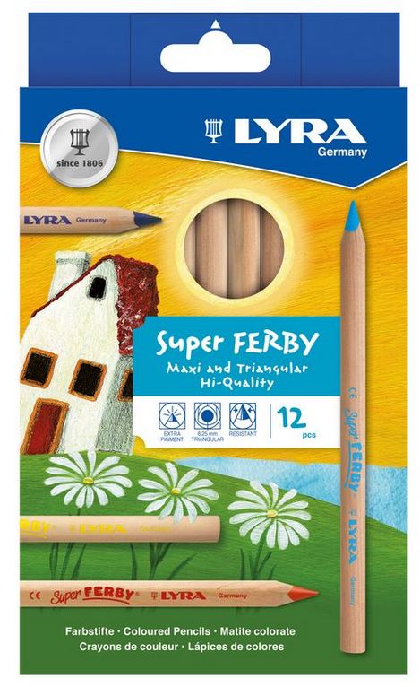 Lyra 12 Super Ferby, naturbelassen 12 Buntstifte naturbelassen in Kartonetui 