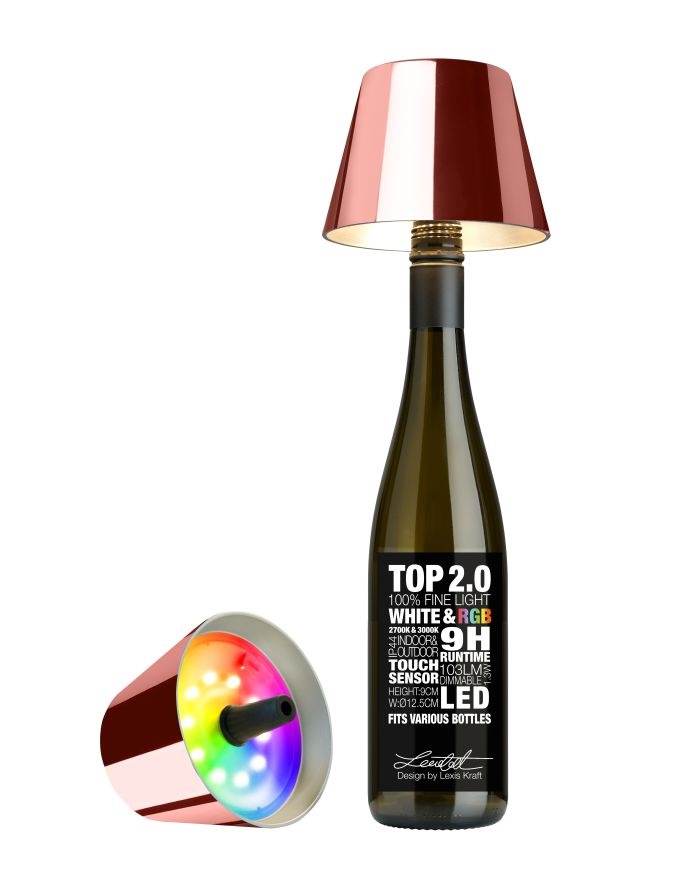 Sompex Dekoleuchte Top 2.0 RGB roségold RGBW-Akku-Flaschenleuchte (weiß und farbig)