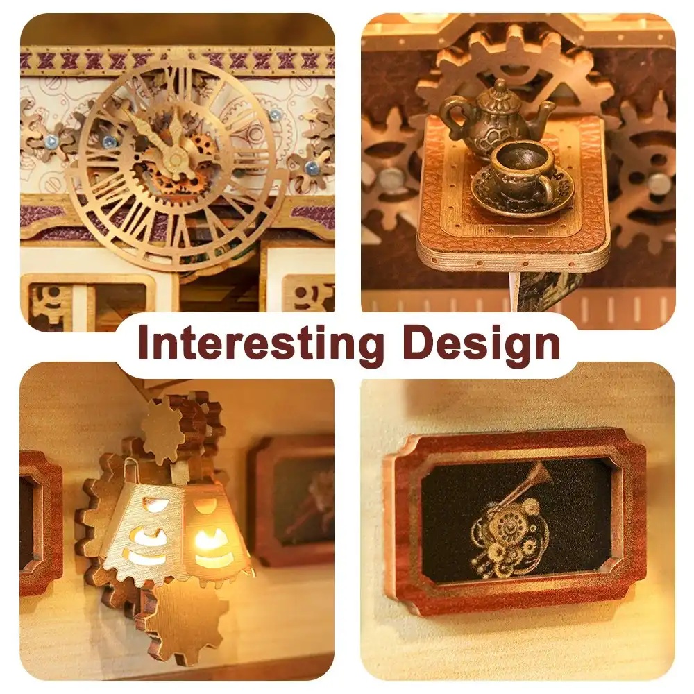 Tonecheer Bastelset Book Nook Zugabteil - Steam Fantasy Holz-Bausatz mit Licht