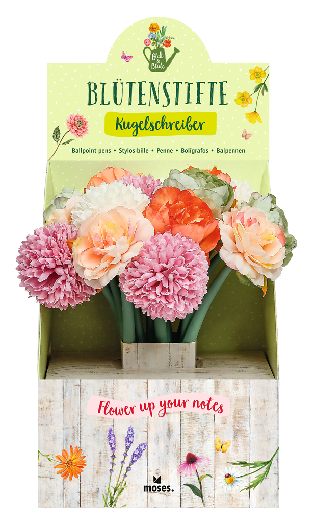 moses Kugelschreiber Blüten-Stift, 1 Stück, (Blütenfarbe variabel)