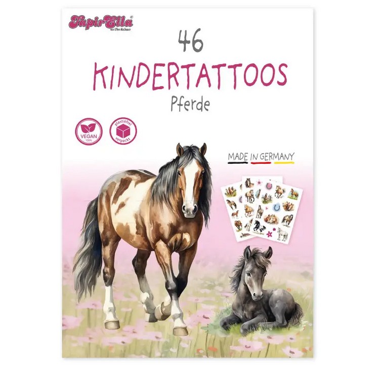 TapirElla Tattoo-Set A6, Pferde 3 Bögen, plastikfrei verpackt