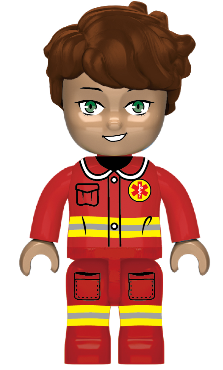 KiddiCraft Klemmbausteinset Rettungswagen - 3 Kiddiz Figuren 296 Teile