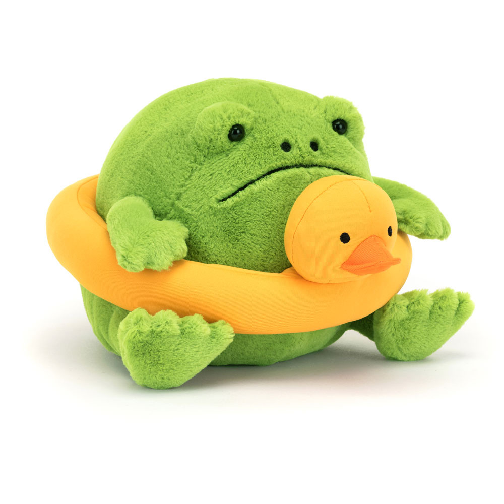 Jellycat Stofftier Ricky Rain Frog with Rubber Ring Plüsch-Frosch mit Schwimmring
