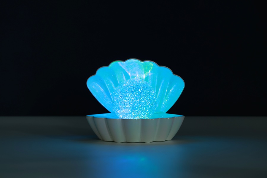 iTotal Muschel-Lampe weiß mit Glitzer