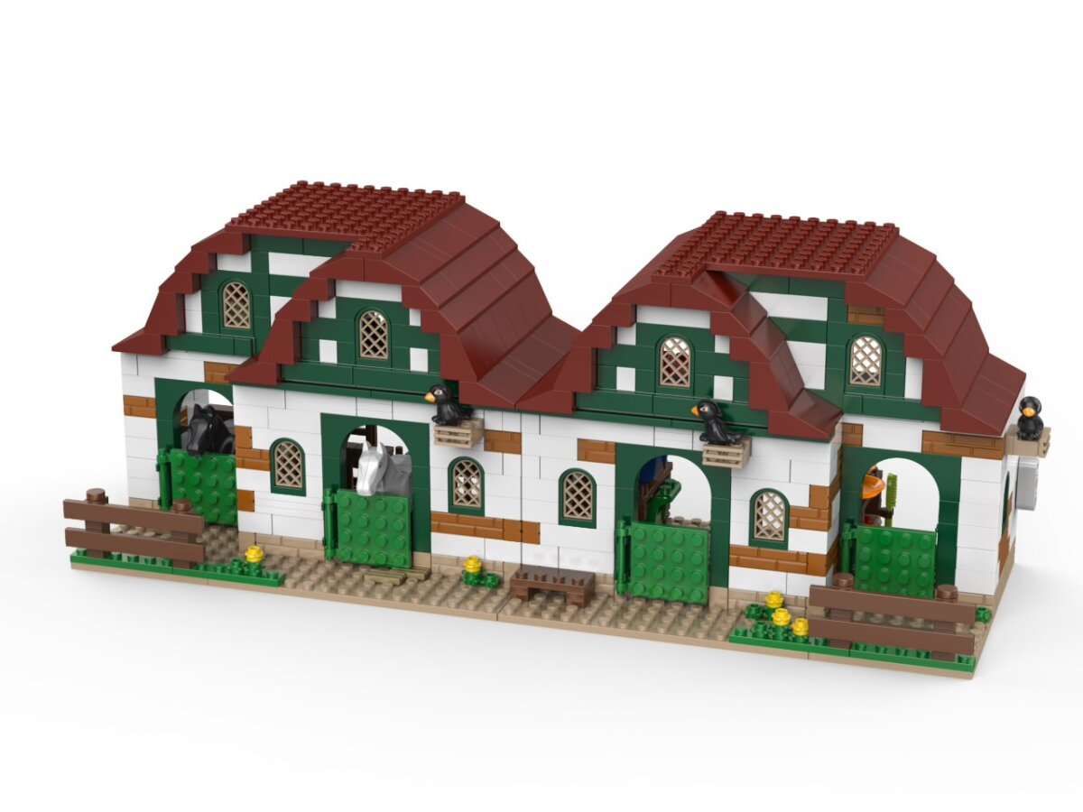 KiddiCraft Klemmbausteinset Ponyhof - 3 Kiddiz Figuren, 2 Pferde, 2 Vögel 869 Teile