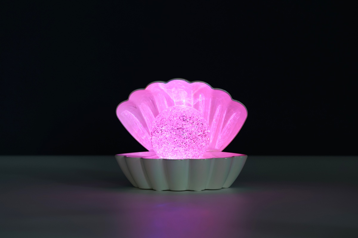 iTotal Muschel-Lampe weiß mit Glitzer