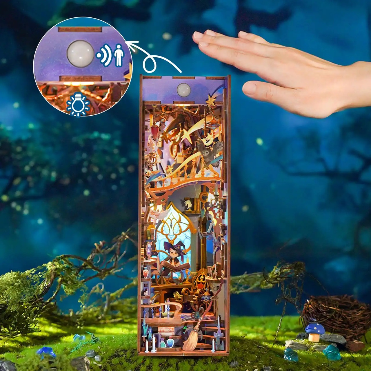 Tonecheer Bastelset  Book Nook Magic Stars Room Holz-Bausatz mit Licht