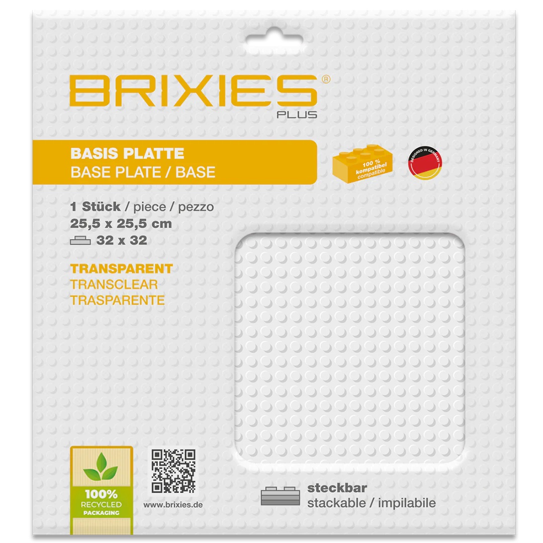 Brixies Plus Bodenplatte Basic transparent 32 x 32 Noppen Klemmbausteine