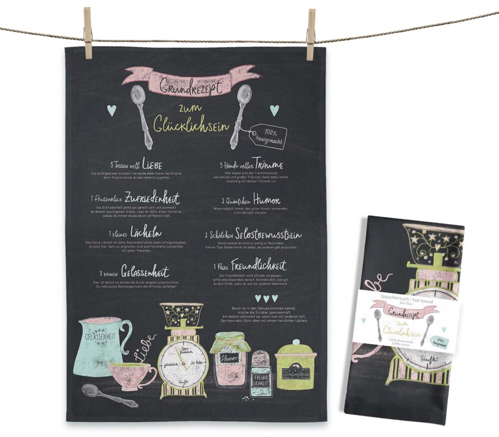Maluu Geschirrtuch Grundrezept zum Glücklichsen