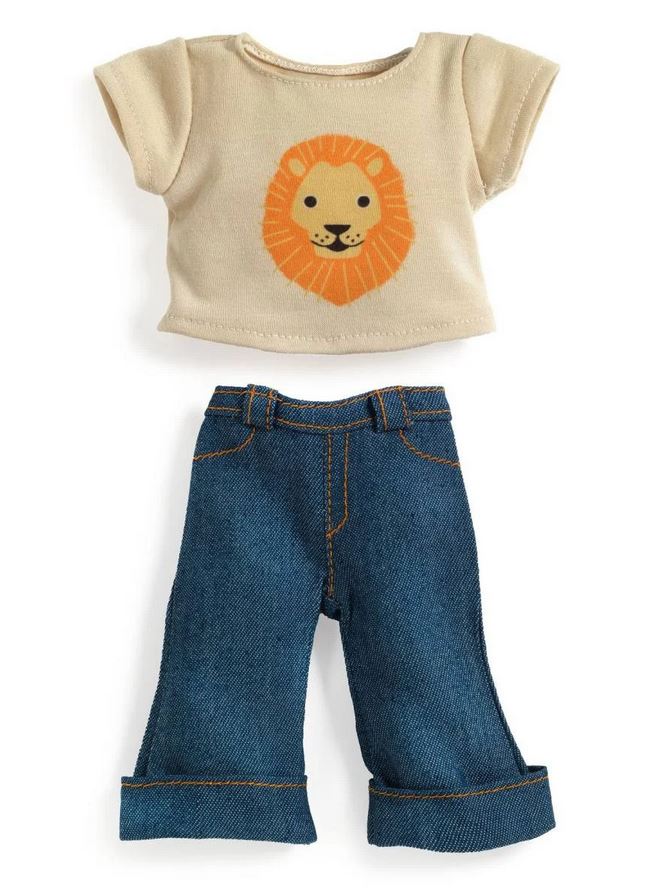 Djeco POMEA Puppenkleidung Lovely Ivory Jeans-Hose und T-Shirt