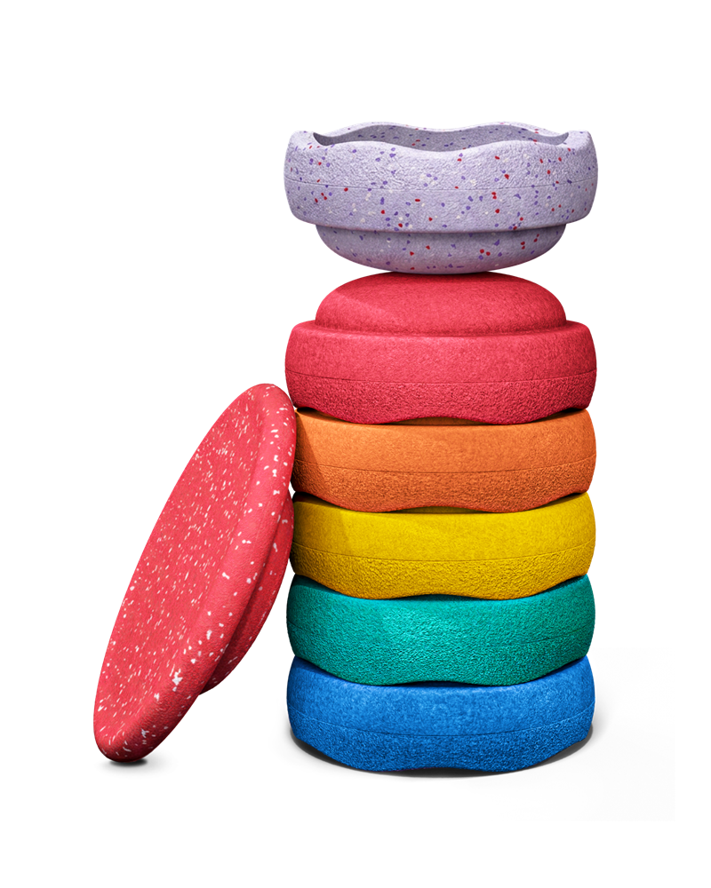 Stapelstein Winter Special Rainbow Set classic  mit Board 6 Stapelsteine + 1 special Balance Board!