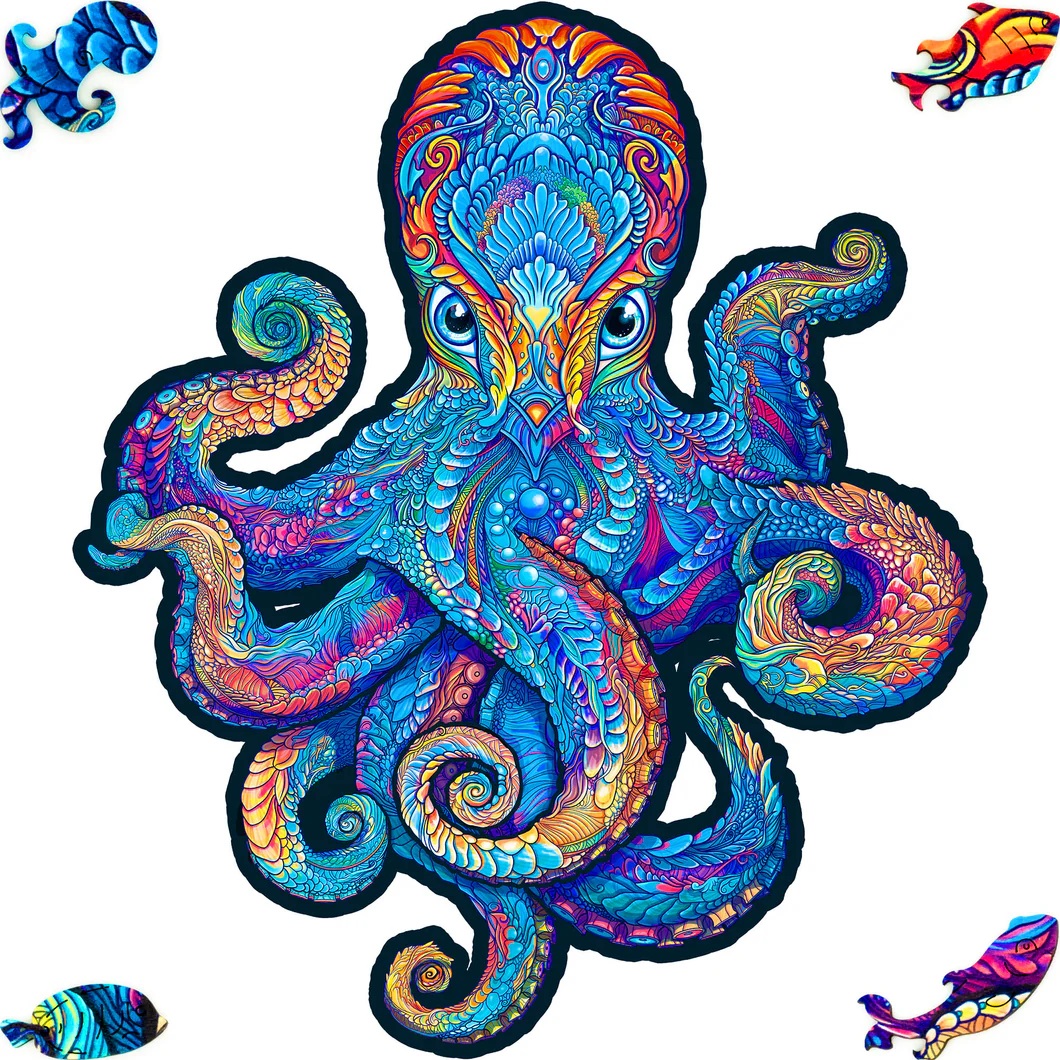 Unidragon Holz-Puzzle - Magnetic Octopus "M" 28 x 33 cm, 200 Teile
