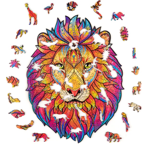 Unidragon Holz-Puzzle - Mysterious Lion "L" 31 x 40 cm, 327 Teile