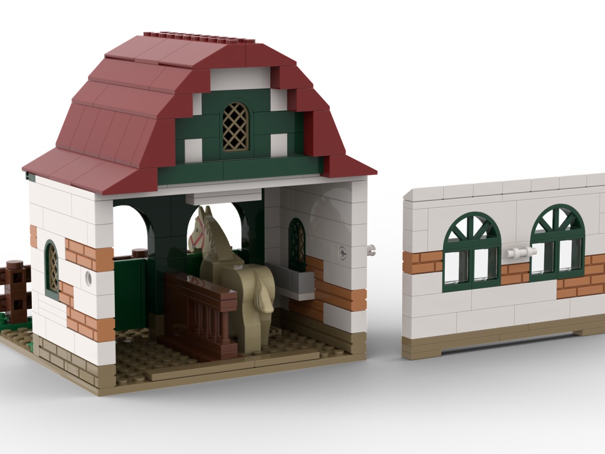 KiddiCraft Klemmbausteinset Ponyhof-Erweiterung - 1 Kiddiz Figur, 1 Pferd 313 Teile