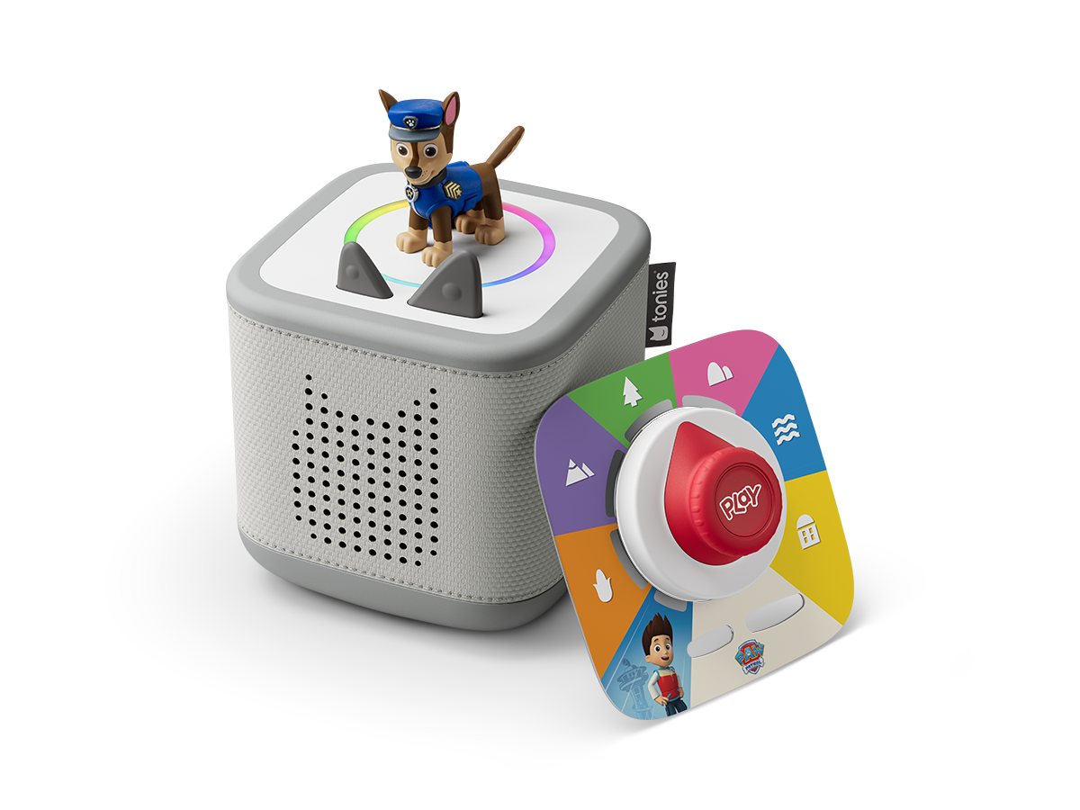 Tonies Toniebox 2 Mondgrau Play Set Paw Patrol Chase Starter Set mit Hörfigur und Tonieplay Ausstattung