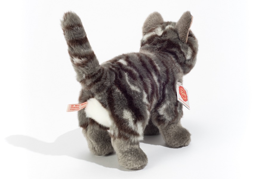 Hermann Teddy Katze stehend grau getigert 20 cm Grauer Stubentiger
