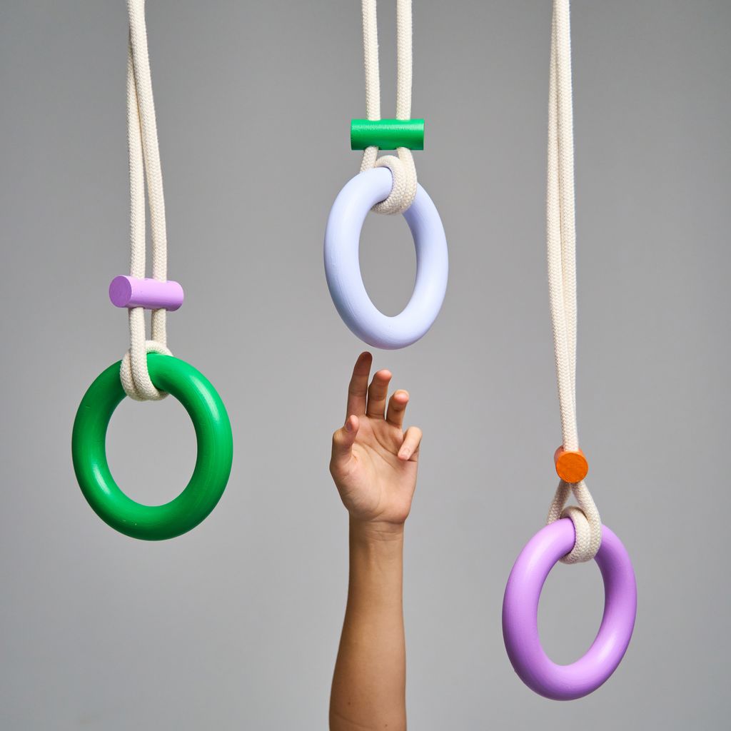 Eperfa Indoor Gymnastikringe gelb Turnringe mit Seilen für Kinder