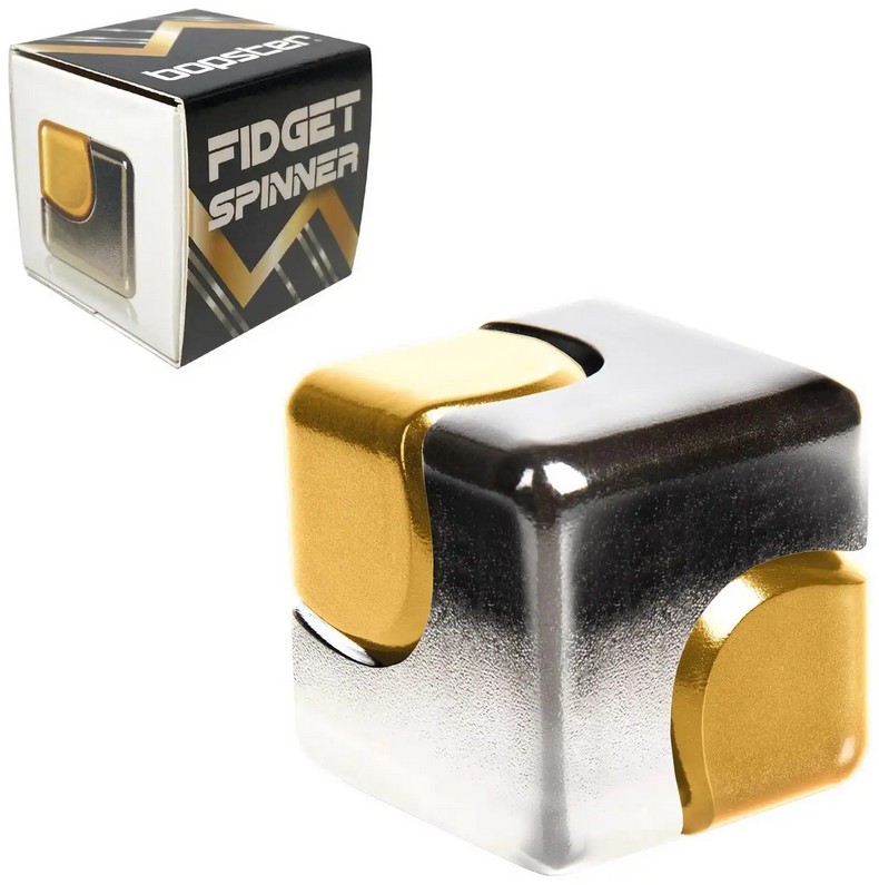 Bopster Fidget Spinner Cube - Silver & Gold Metall Fidget Toy