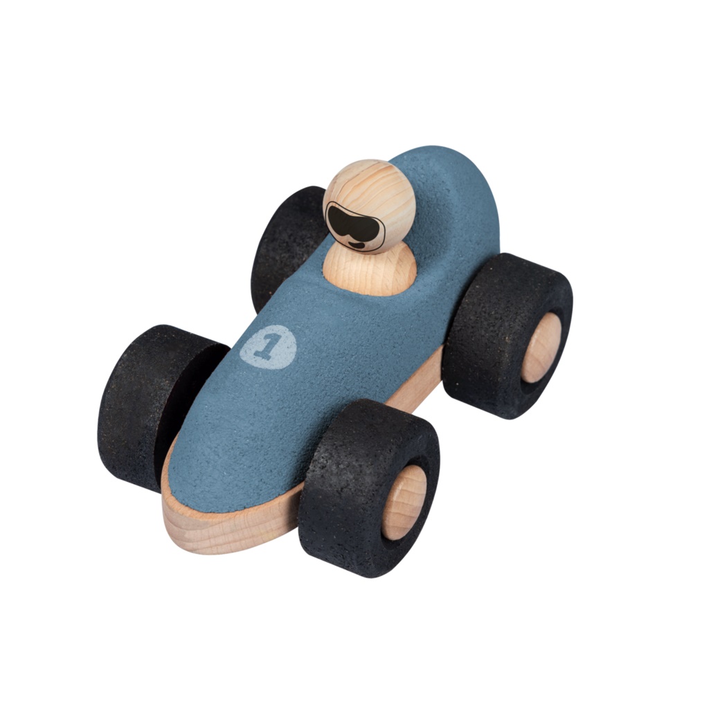 Korko Auto E-Formular Car blue Miny Racer aus Kork