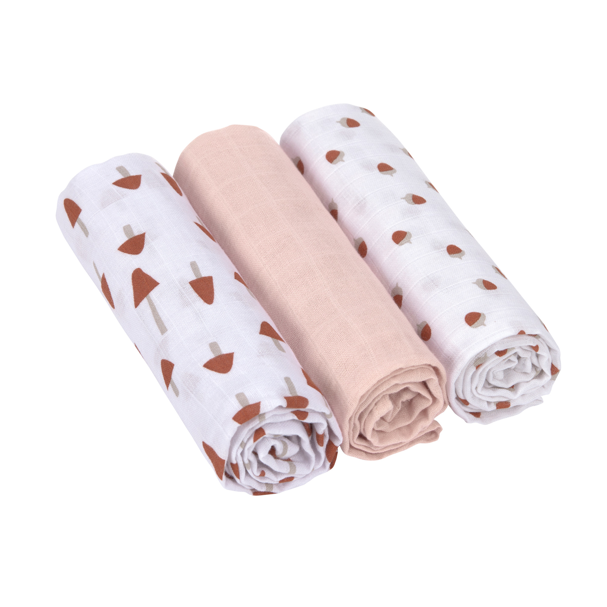 Lässig Swaddle & Burp Blanket L Little Forest powder pink 3 Stück sortiert 