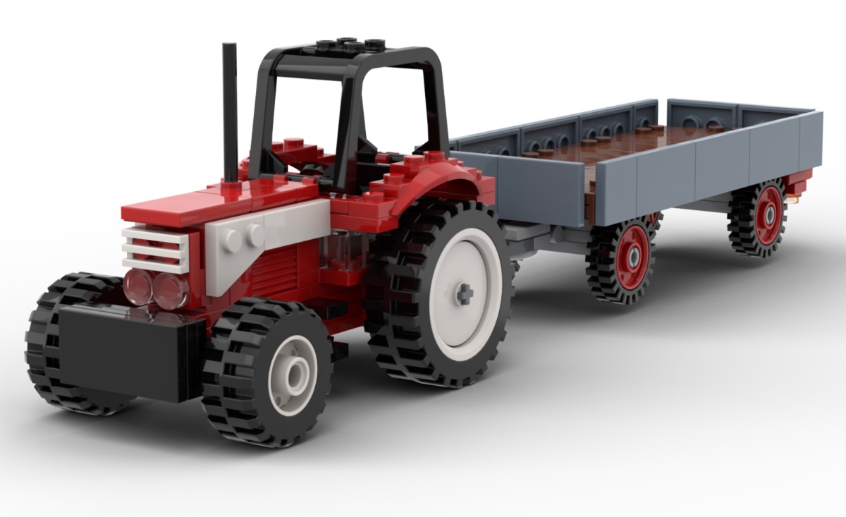 KiddiCraft Klemmbausteinset großer Schlepper mit Anhänger - 2 Kiddiz Figuren 190 Teile