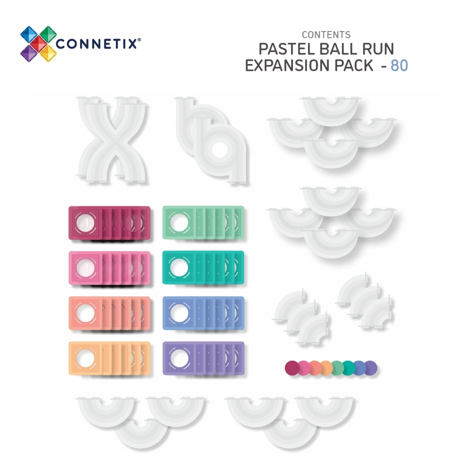 Connetix Magnetbausteine Kugelbahn Pastel Ball Run Expansion Pack  80 Teile