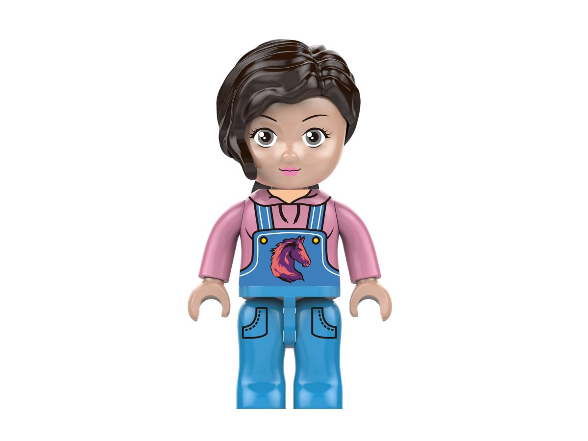 KiddiCraft Klemmbausteinset Ponyhof - 3 Kiddiz Figuren, 2 Pferde, 2 Vögel 869 Teile