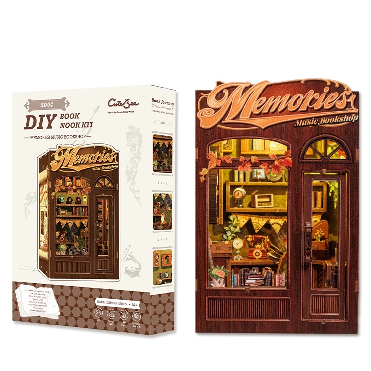 Cutebee Bastelset Book Nook Memories Music shop Holz-Bausatz mit Licht