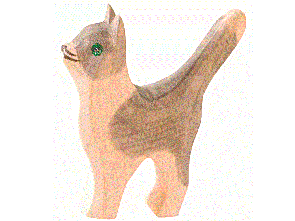 Ostheimer Katze klein Kopf hoch Holzfigur