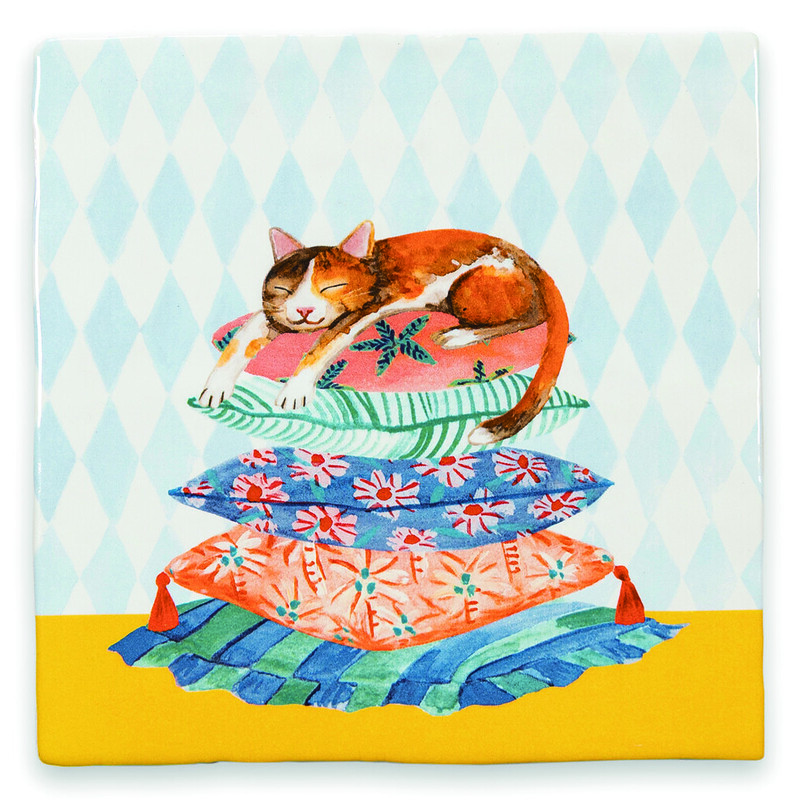 StoryTiles small - sleepy cat - Fliesenkunst mit KAtze StoryTiles small - sleepy cat - Fliesenkunst mit KAtze