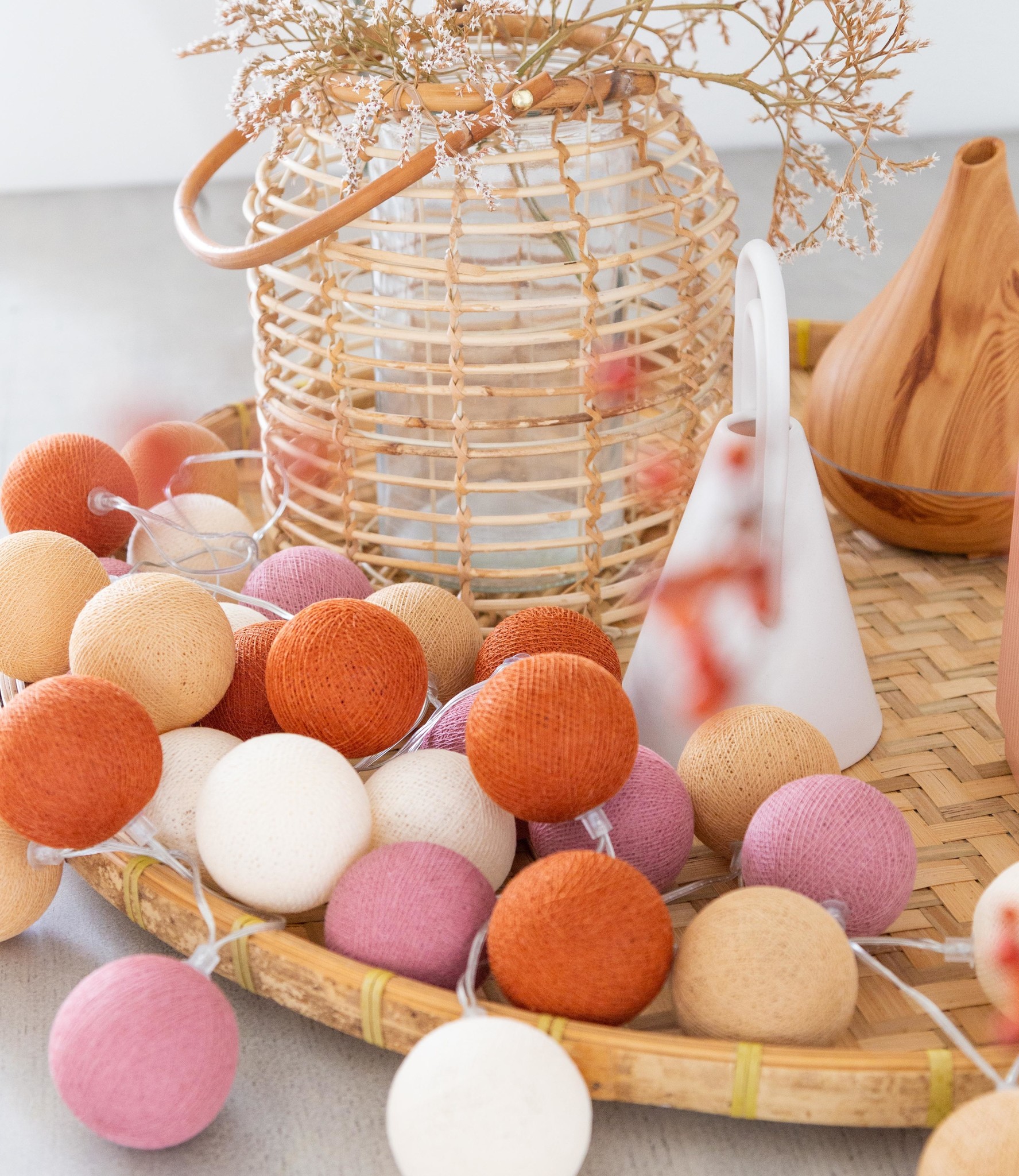 Cotton Ball Lights Regular Lichterkette - Rusty + Adapter 20 Lampen