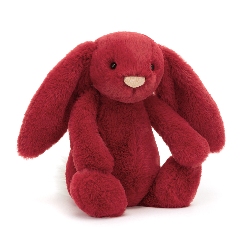 Jellycat Stofftier Bashful Luxe Bunny Scarlett Original Hase Scharlach-Rot, mittelgroß