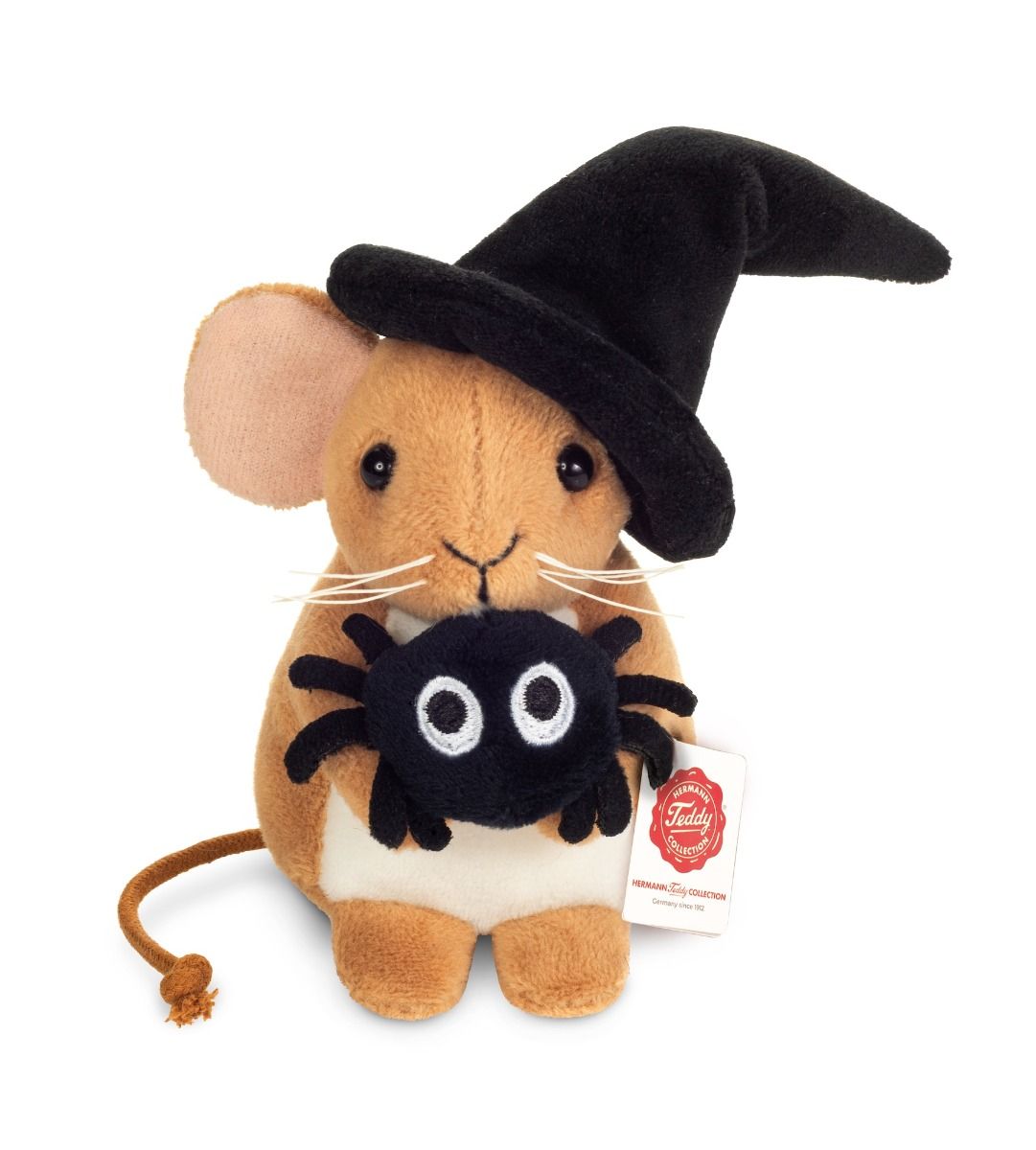 Hermann Teddy Halloweenmaus mit Spinne 11 cm Stofftier