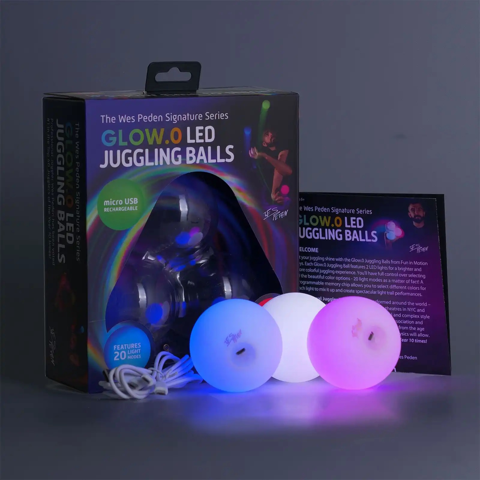 Glow.O Juggling Balls -  3 LED Jonglierbälle mit Ladekabel