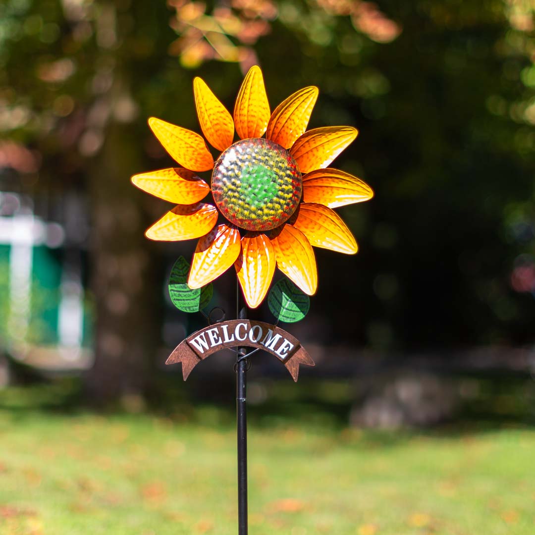 Kinetic Art Metall-Windspiel Golden Sunflower