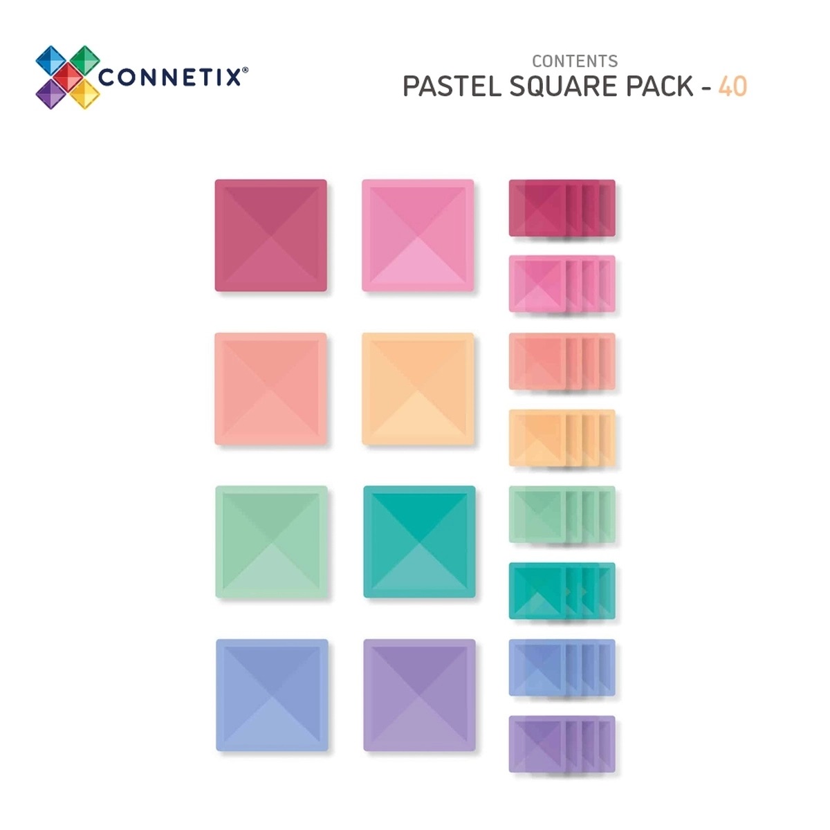 Connetix Magnetbausteine Pastel Square Pack 40 Teile