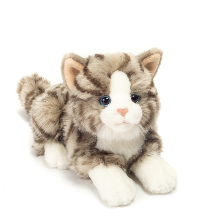 Hermann Teddy Katze liegend grau 20 cm Stofftier