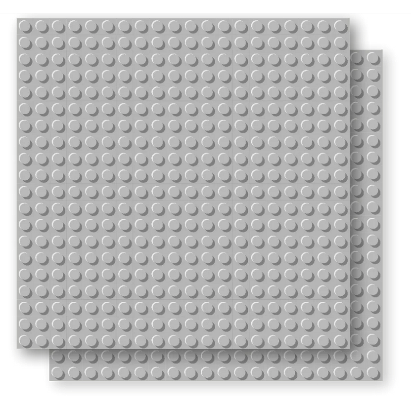 Brixies Plus Bodenplatte Doppelpack hellgrau 20 x 20 Noppen Klemmbausteine