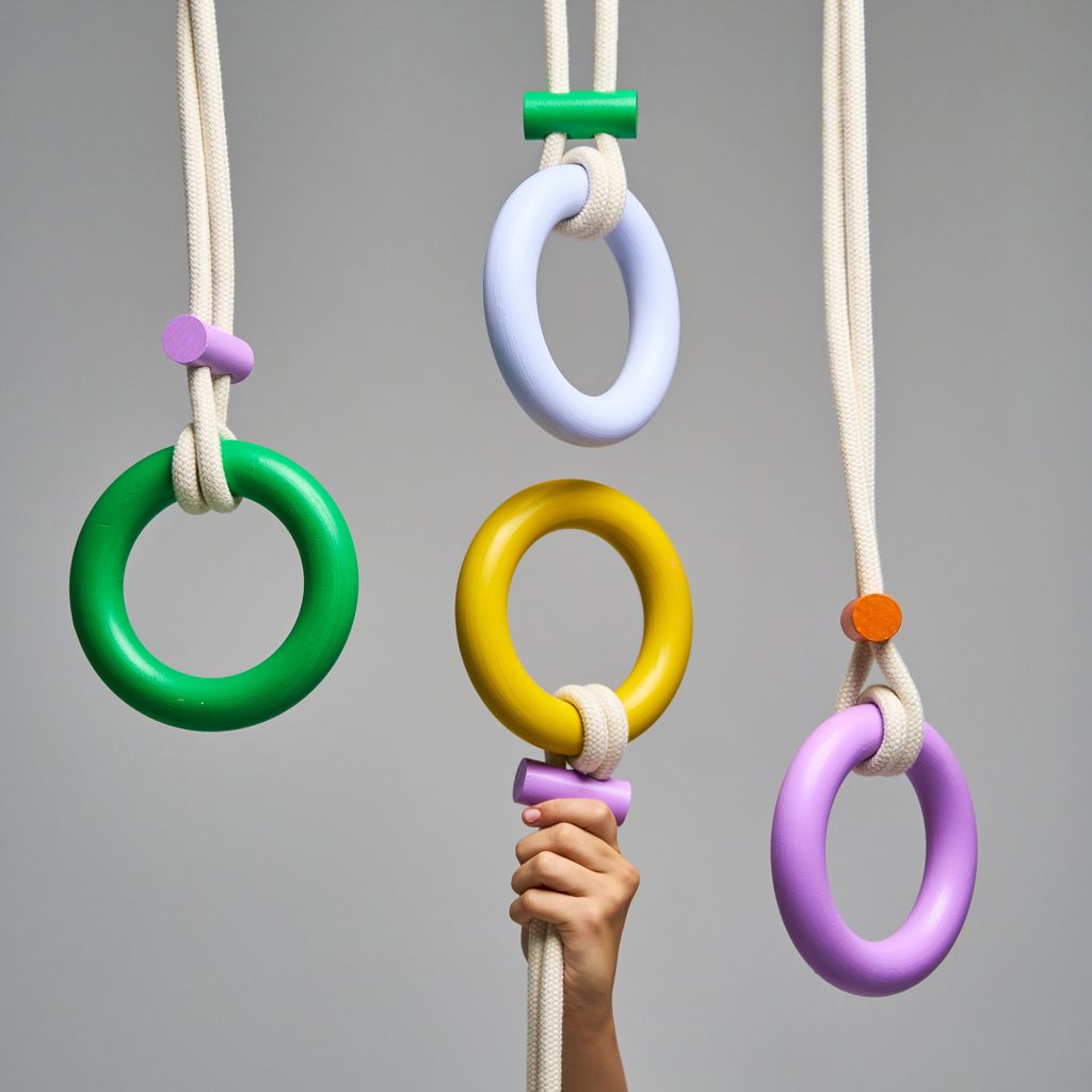 Eperfa Indoor Gymnastikringe gelb Turnringe mit Seilen für Kinder