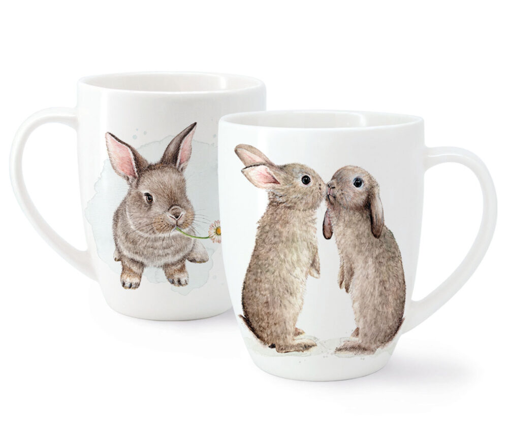 Maluu Tasse Bunny Bliss aus Porzellan mit zwei Hasen-Motiven