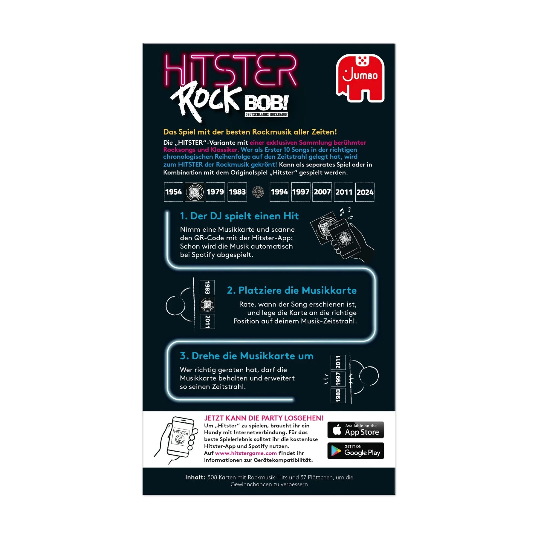 Jumbo Partyspiel Hitster Rock Gesellschaftsspiel rund um die Musik
