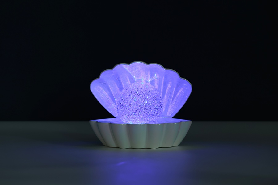 iTotal Muschel-Lampe weiß mit Glitzer
