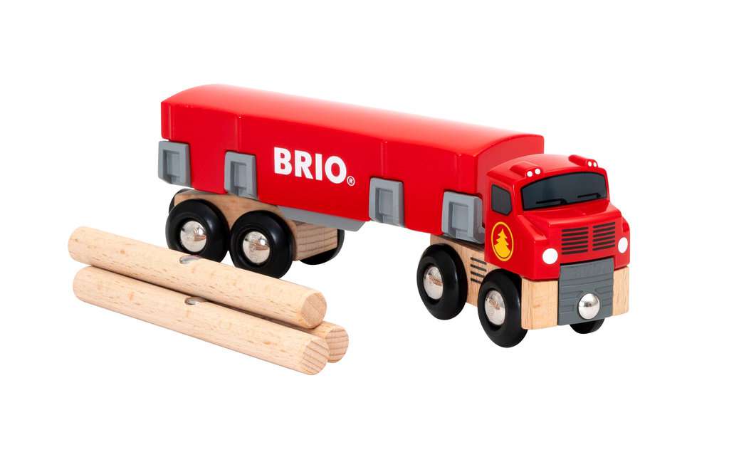 BRIO Holztransporter mit Magnetladung passt zur Holzeisenbahn