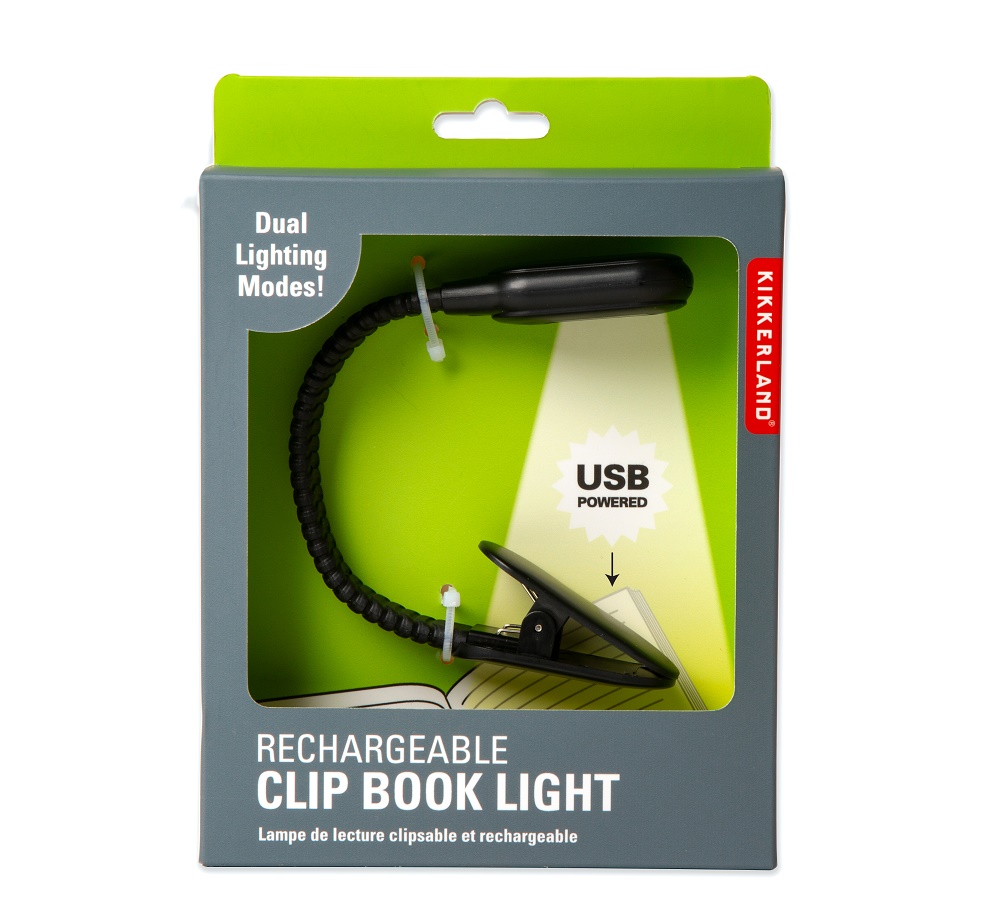 Kikkerland Rechargeable Clip Book Light Black Aufladbare Leselampe in Schwarz