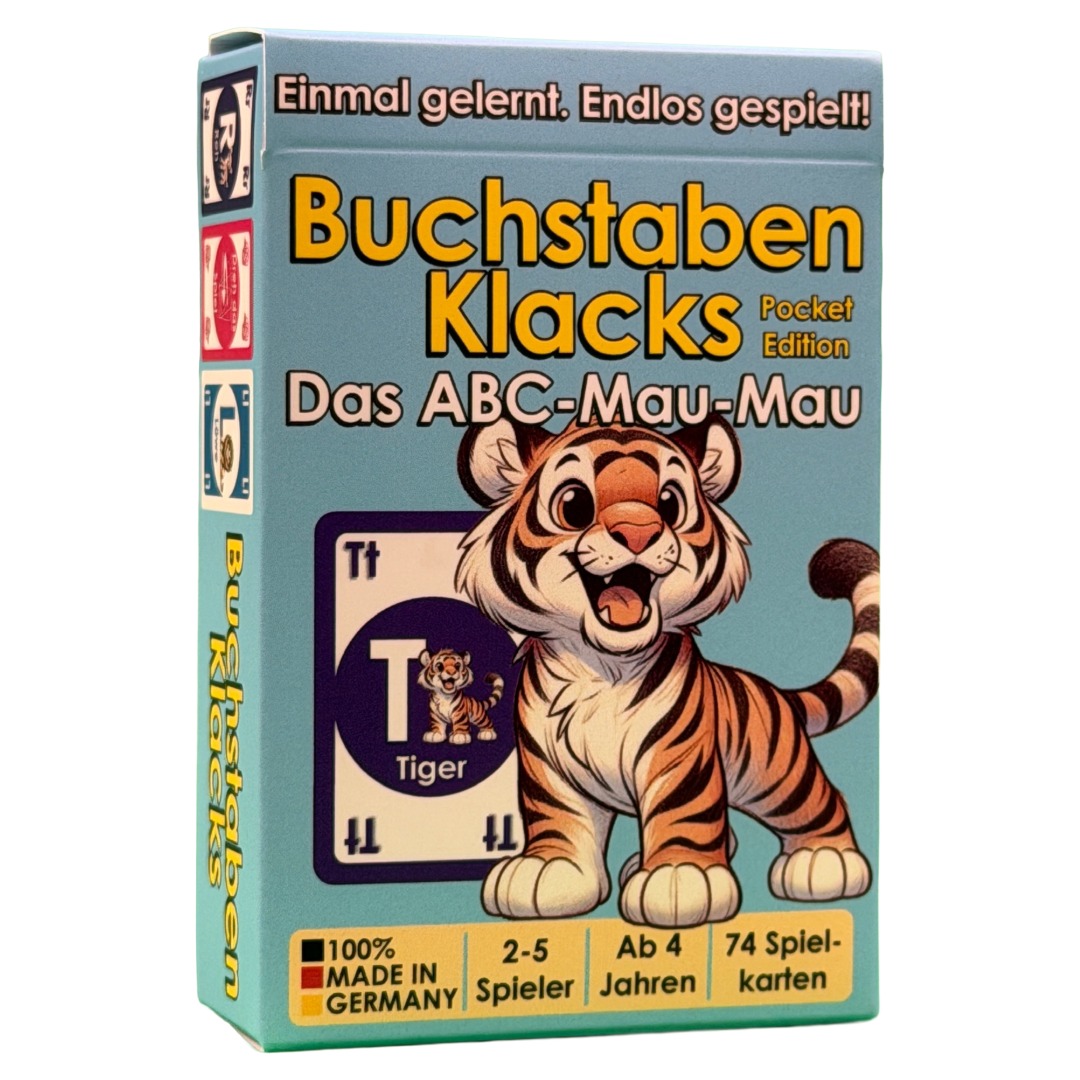 Kartenspiel Buchstaben Klacks Pocket-Edition Tiger