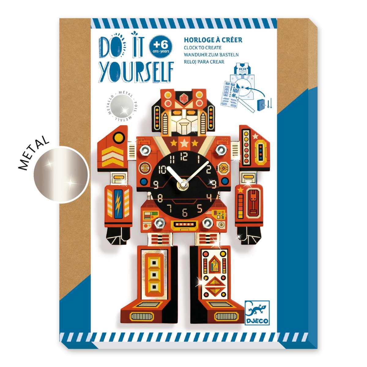 Djeco DIY Bastelset Wanduhr Roboter ab 6 Jahren