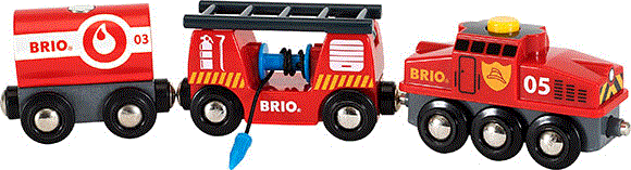 BRIO Feuerwehr-Löschzug passt zur Holzeisenbahn