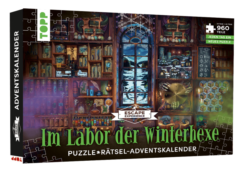 Puzzle-Rätsel-Adventskalender: Im Labor der Winterhexe 24 Puzzles mit insgesamt 960 Teilen