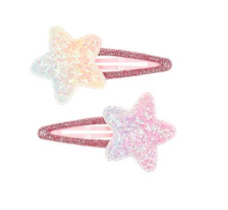 Haarclips Nele, Stern pink Haarklammern rosa